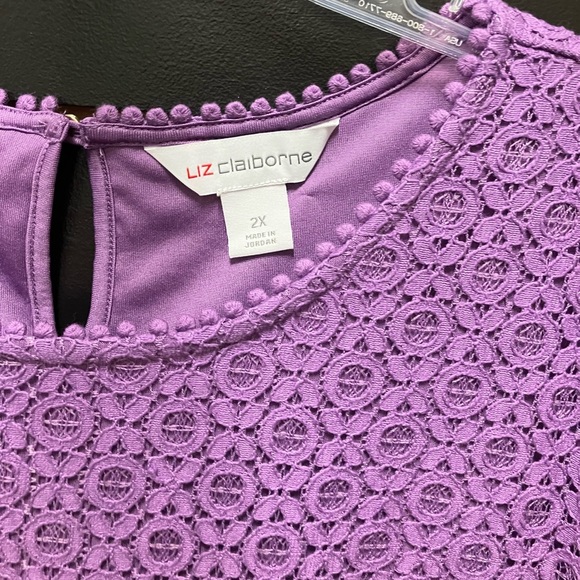 Liz Claiborne Purple Boxy Blouse - Picture 2 of 4